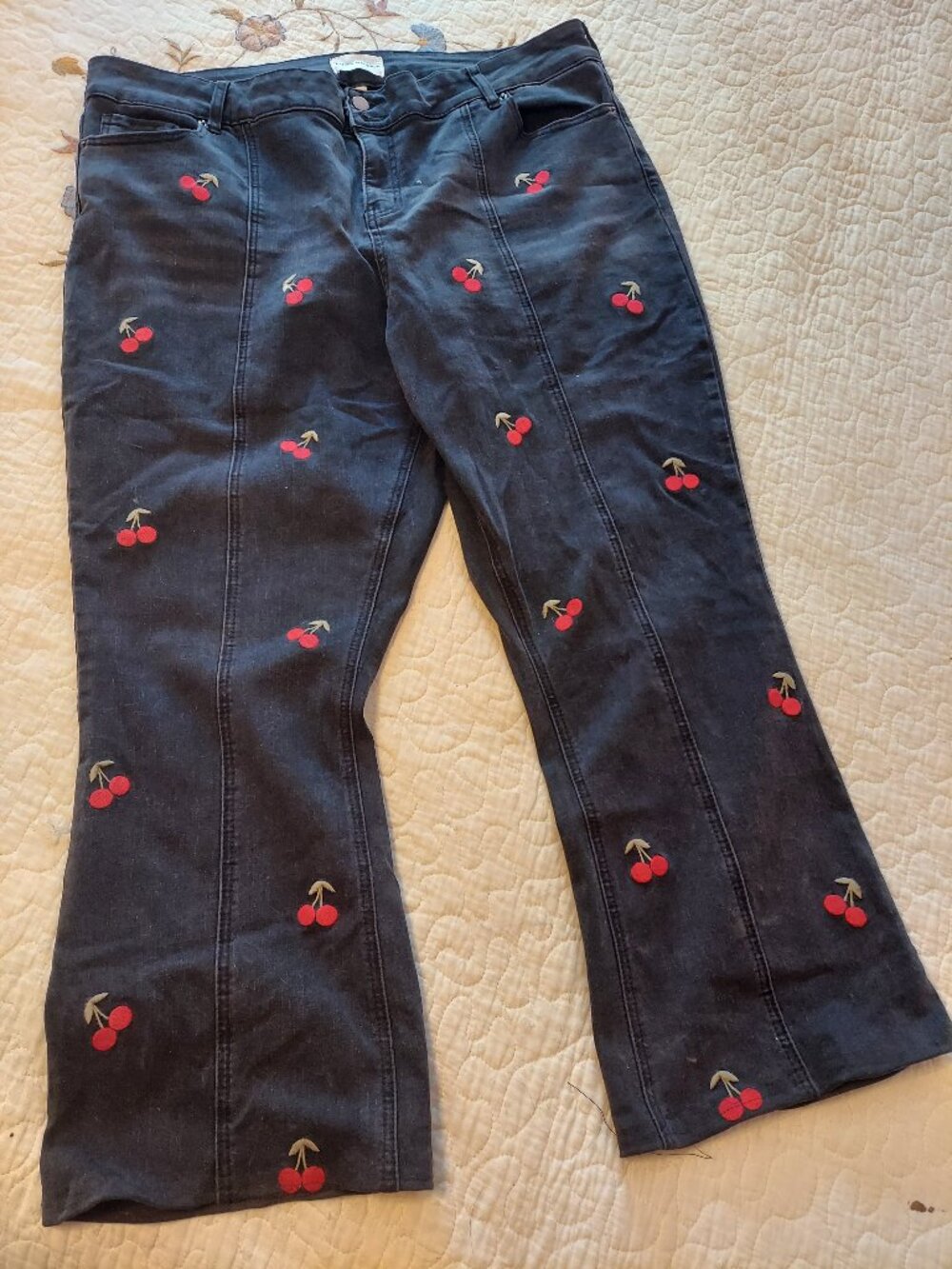 Black Cherry Embroidered Jeans